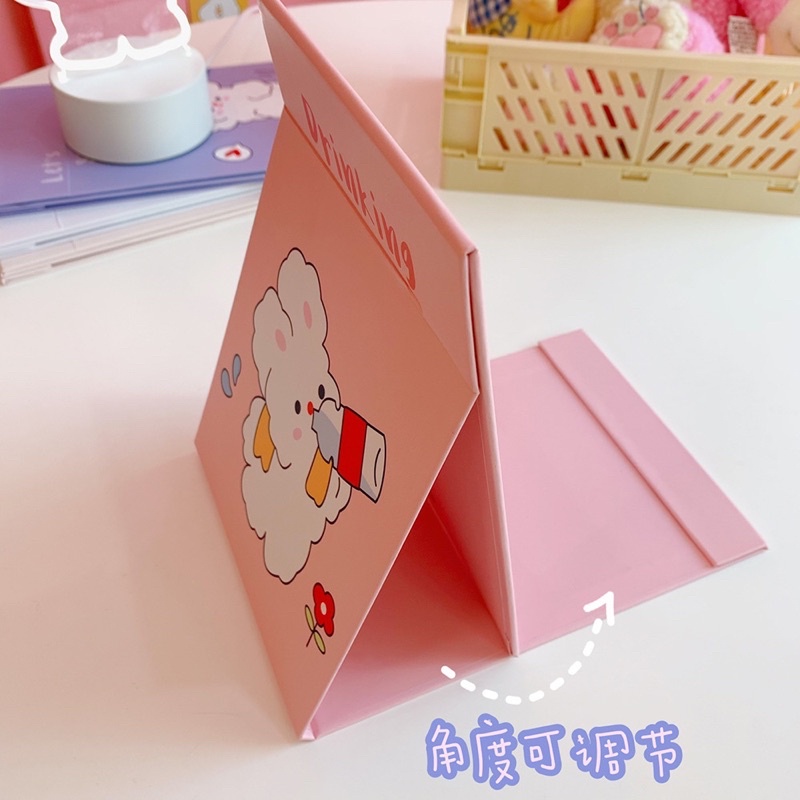 Gương Để Bàn Trang Điểm Size B5 Gấp Gọn Tiện Lợi Họa Tiết Cute Ngộ Nghĩnh Gương Soi Decor Bàn Học