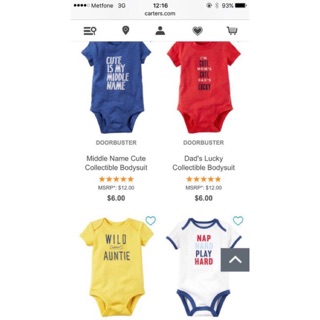 Body Carter ngắn tay cho bé gái