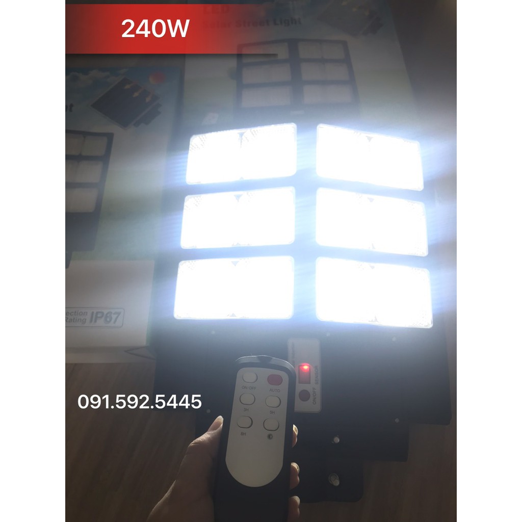 Đèn Đường Năng Lượng Mặt Trời 240w (480 Chip Led) 180w (320 Chip Led) 150w (240 Chip Led), Sáng Liên Tục &Cảm Biến.