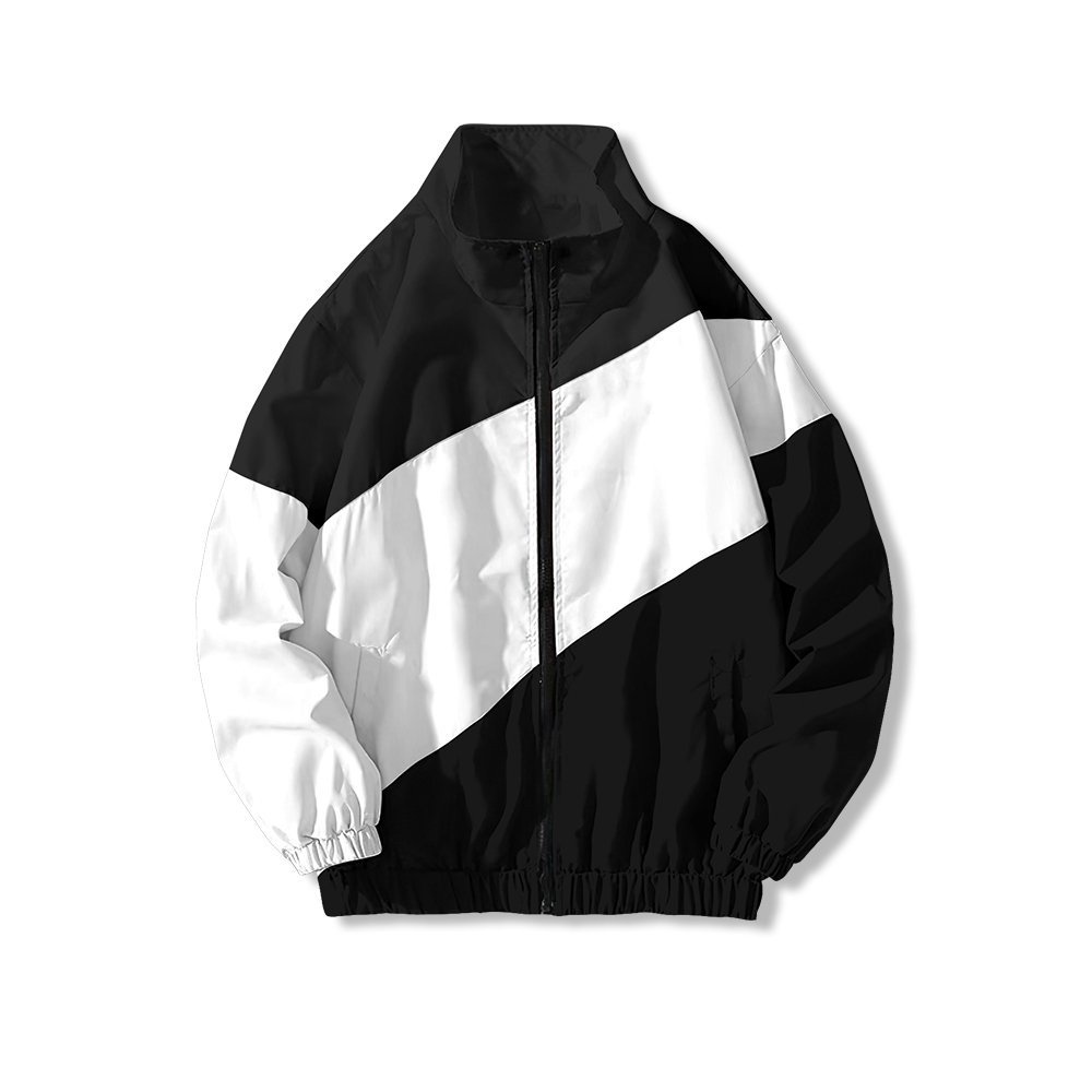 Áo Khoác Jacket Dù Unisex Form Rộng iGB Basic Trắng Đen Chéo iMA God Breaker