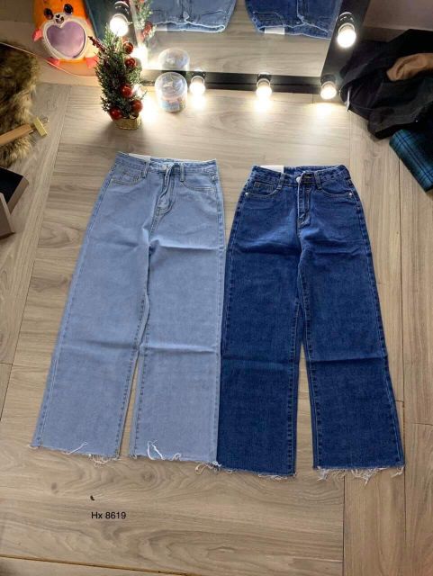 ⚡Hình Thật⚡Quần Jeans Nữ Ống Rộng Cao Cấp 2 Màu tua lai