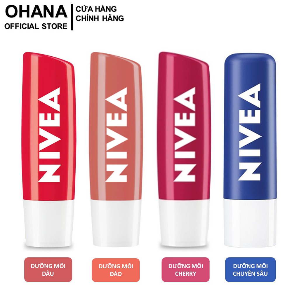Son dưỡng ẩm 24h Nivea Caring Lip Balm 4.8g