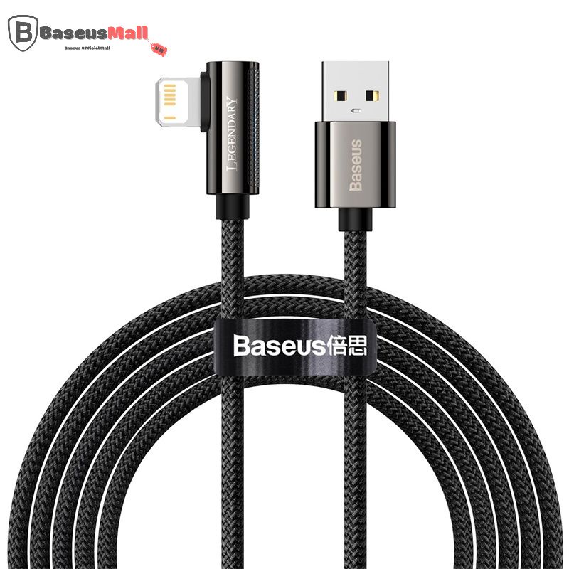 Baseus_BaseusMall Cáp sạc nhanh 2.4A đầu chữ L Baseus Legend Series Elbow USB lP truyền dữ liệu 480Mbps, đèn LED, bọc dù