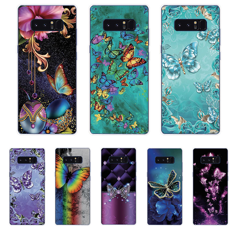 Samsung Galaxy S7 Edge S8 S8+ Plus Soft TPU Silicone Phone Case Cover Poetic Butterfly