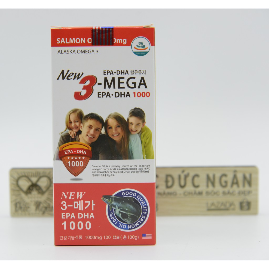 Omega 3 Alaska [Dầu cá hồi] - hộp 100 viên- Bổ não, tăng cường thị lực, giảm nguy cơ các vấn đề về tim mạch