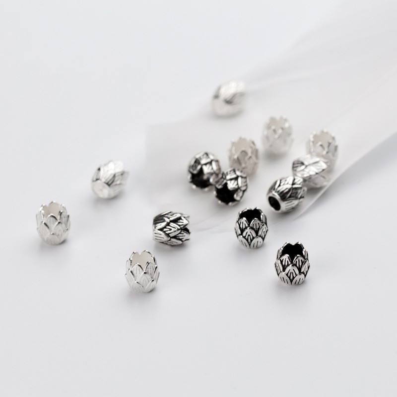 Charm bạc thái nối hai đầu hình búp sen - Charm Bạc 925 - Mã CA031