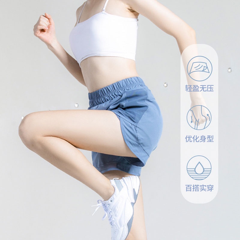 Adidas Quần Short Thể Thao Giả Hai Lớp Phối Lưới Thoáng Khí Nhanh Khô Thời Trang Cho Nữ
