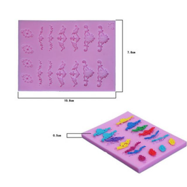 Khuôn fondant 3 hoạ tiết viền