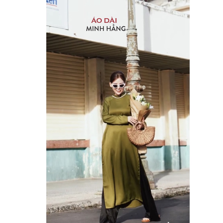 Áo Dài Cách Tân Tết Fom Xuông Màu Xanh Cốm May Sẵn Cao Cấp_Áo Dài Minh Hằng