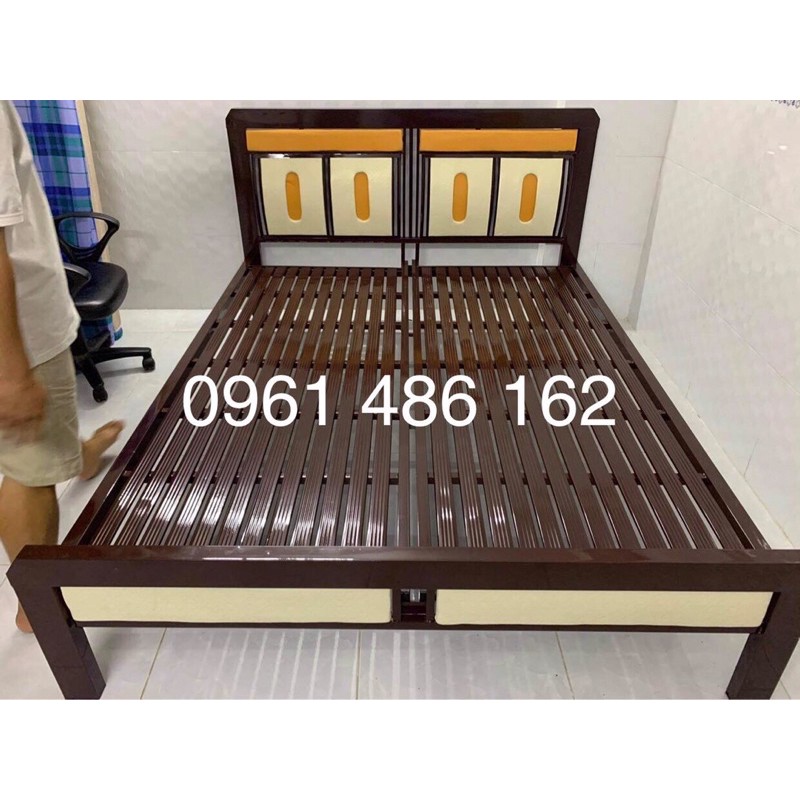 Giường sắt khung hộp 4x8 cao cấp - bảo hành 2 năm - freeship hcm
