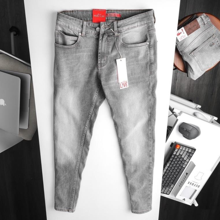 12.12 Xả - Quần jeans dài nam , thun co dãn , dáng vừa vặn , màu xám khói , quần bò từ n4mstore Y88 ' 2021 .