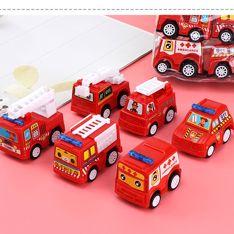 6pcs Car Model Toy Pull Back Car Toys Mobile Vehicle Fire Truck Taxi Model Kid Mini Cars Boy Toys Gift Diecasts Toy for Children