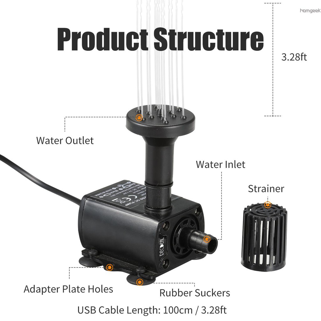 Máy bơm nước không chổi than Mini DC5V cổng USB siêu nhỏ siêu êm không thấm nước F&amp;L DECDEAL