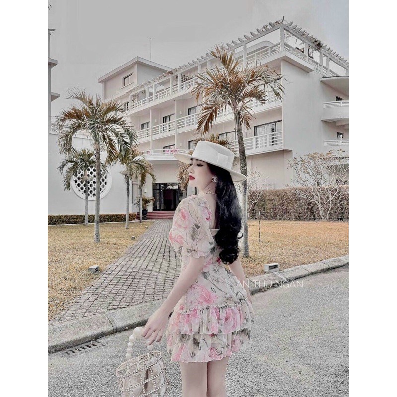 Váy,đầm voan tơ cổ vuông,tay bồng | BigBuy360 - bigbuy360.vn