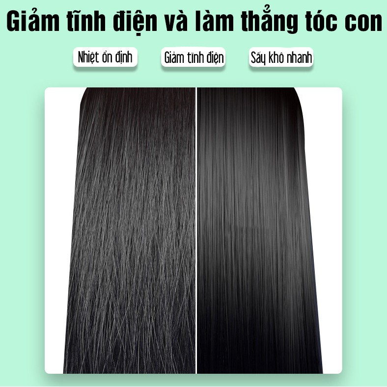 Máy Sấy Tóc Mini Ion Công Suất Lớn 2000W Tặng kèm Đầu Sấy Mỏ Vịt