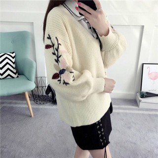 ÁO KHOÁC LEN TAY PHỒNG THÊU HOA