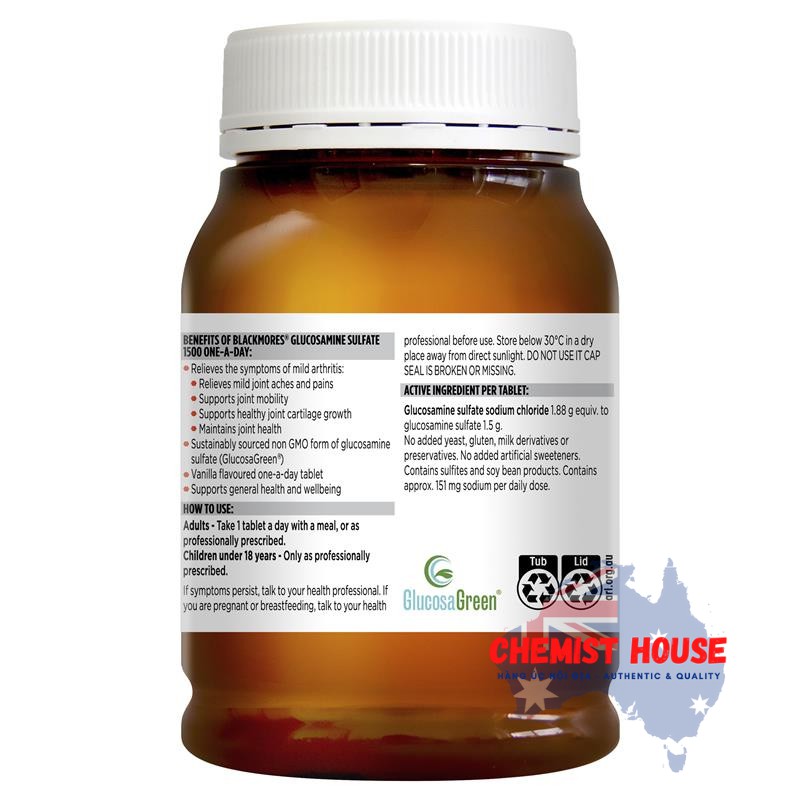 [Hàng Chuẩn ÚC] Blackmores Glucosamine 1500mg - Viên uống hỗ trợ xương khớp 180 viên