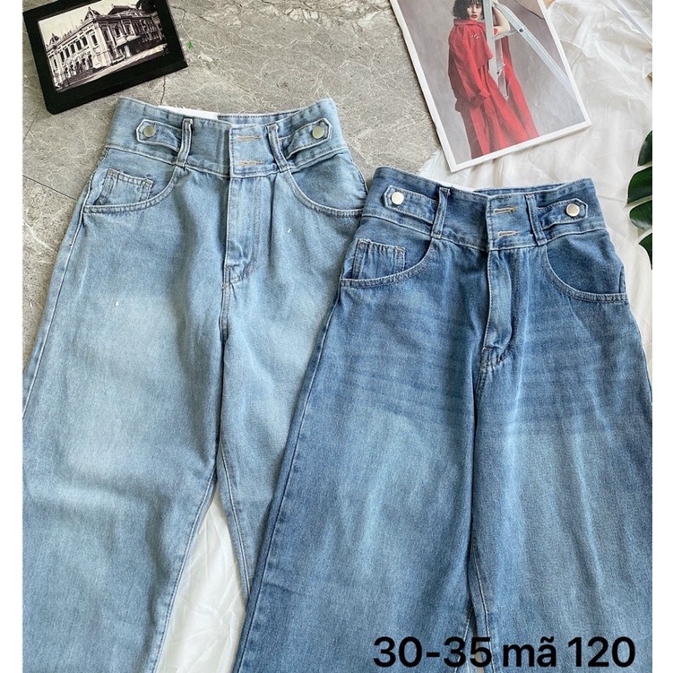 Bigsize(30-35)FREESHIP Quần Jeans Suông VNXK 2 Nút Lưng Kiểu Nữ Size Lớn 2 Màu Ms 120- TC Shop Jeans