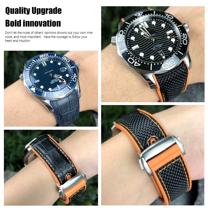 Dây Đeo Đồng Hồ Bằng Cao Su Silicone 20mm 22mm Cho Omega GMT Ocean Seamaster Diver 300