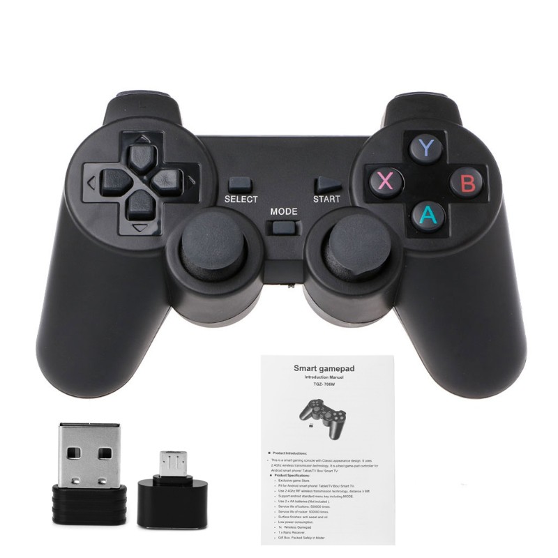 Tay cầm điều khiển chơi game không dây Kiss * 2.4G + Micro USB OTG cho PS3 Android TV Box