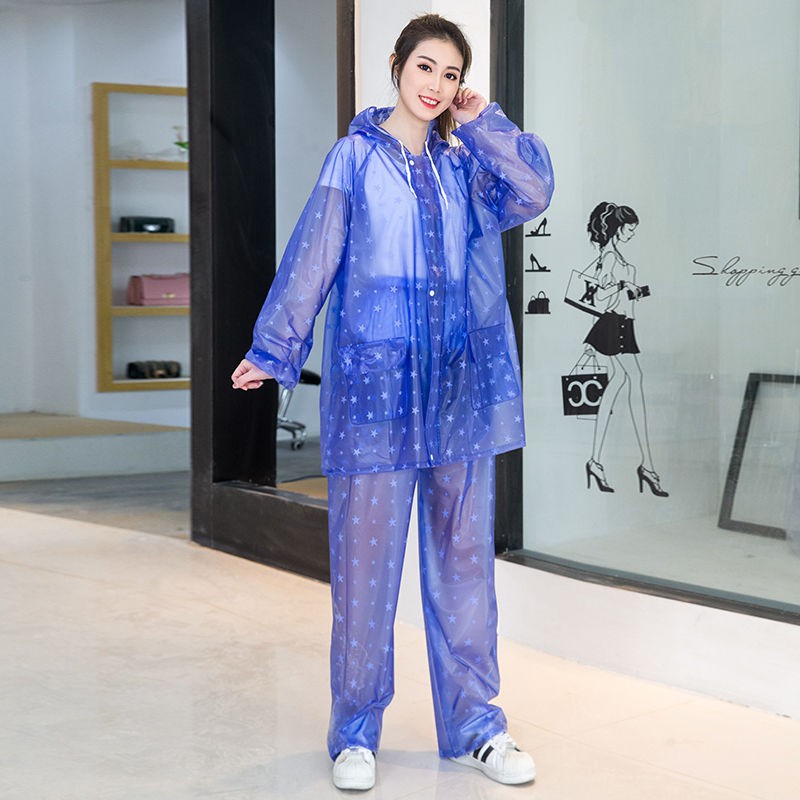 Bán trước❆Quần áo mưa Rainshop Bộ dài trong suốt nhựa poncho câu cá xe đạp