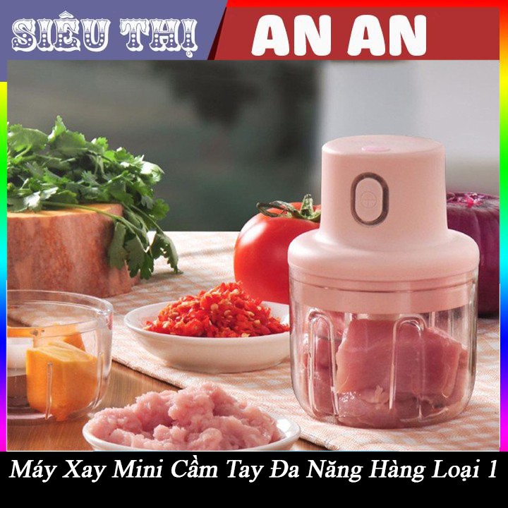 Máy xay mini cầm tay 250 ml đa năng sạc pin,  máy xay tỏi ớt xay hành đa năng