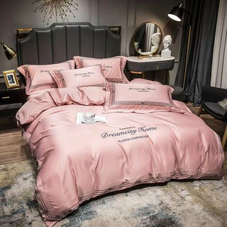 Bộ Chăn Ga Lụa Thêu Cao Cấp 4 Món - DreamCity Home Đủ tiêu chí Sang, Mịn, Mát Giá Tận gốc