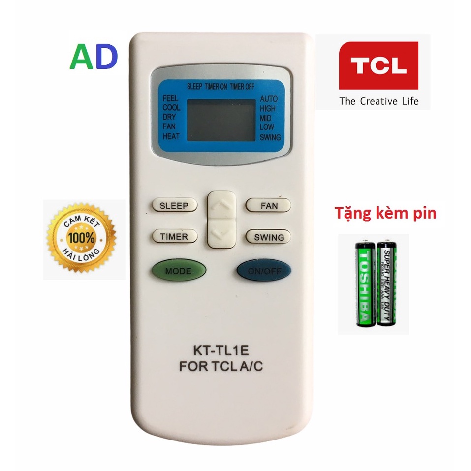 Điều khiển điều hòa TCL TCL GYKQ-03 loại tốt dùng cho 1 chiều và 2 chiều - Tặng kèm pin - Remote TCL GYKQ-03