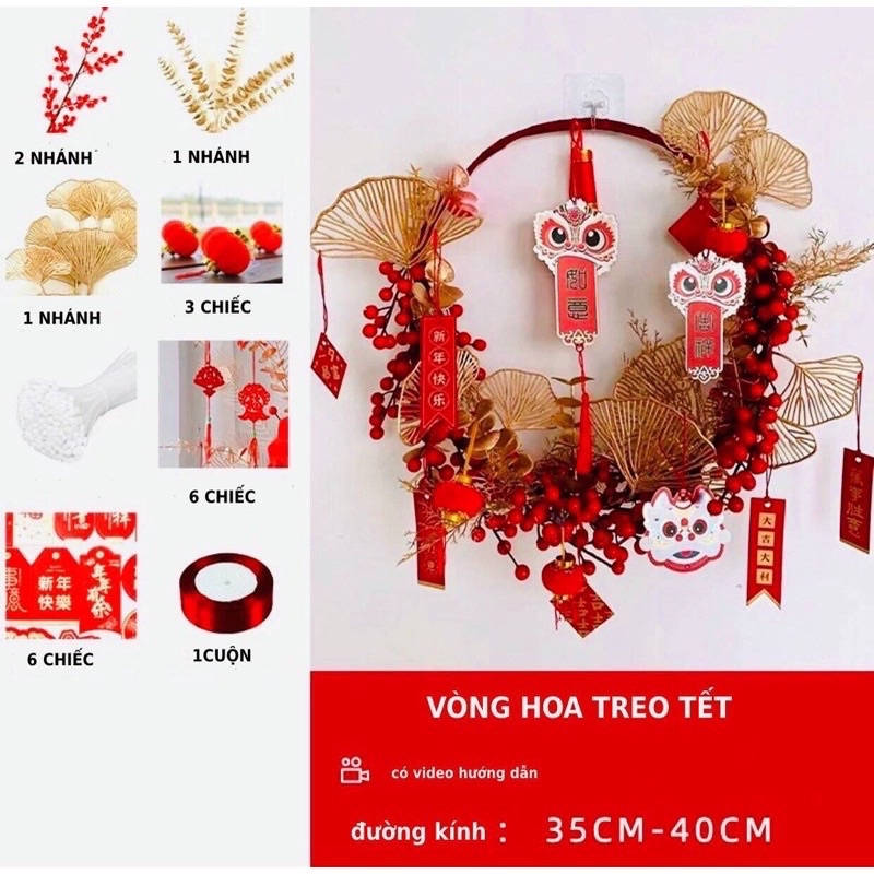 VÒNG HOA ĐÀO ĐÔNG TREO TRANG TRÍ NHÀ CỬA