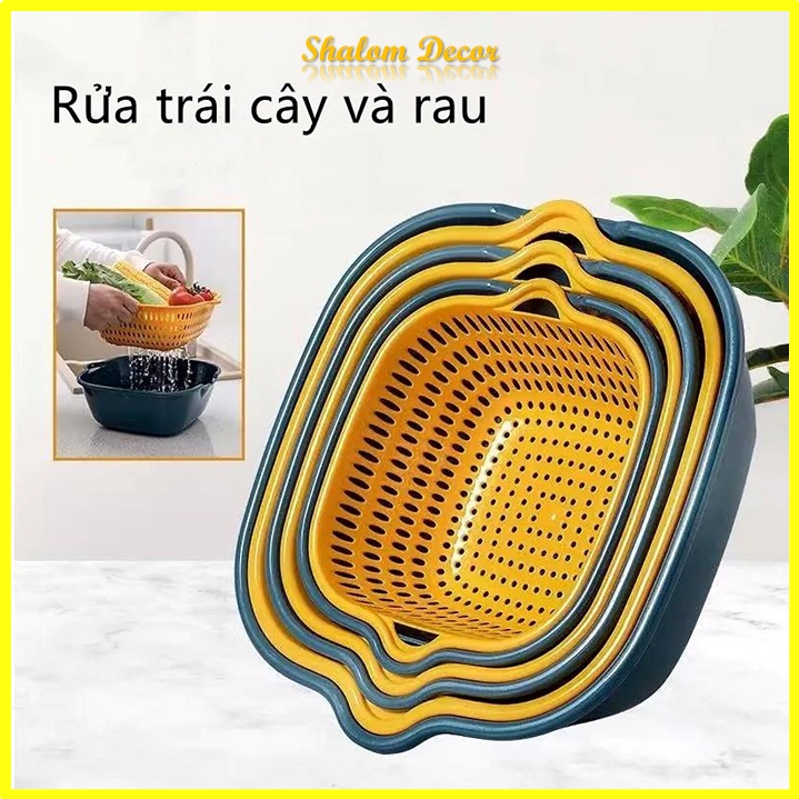 Bộ Rổ Nhựa Kèm Chậu, Set 6 Món Rổ Kèm Chậu, Rổ Nhựa, Thau Nhựa