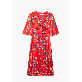 Váy Mango hoa, màu đỏ thắt nơ 11045027