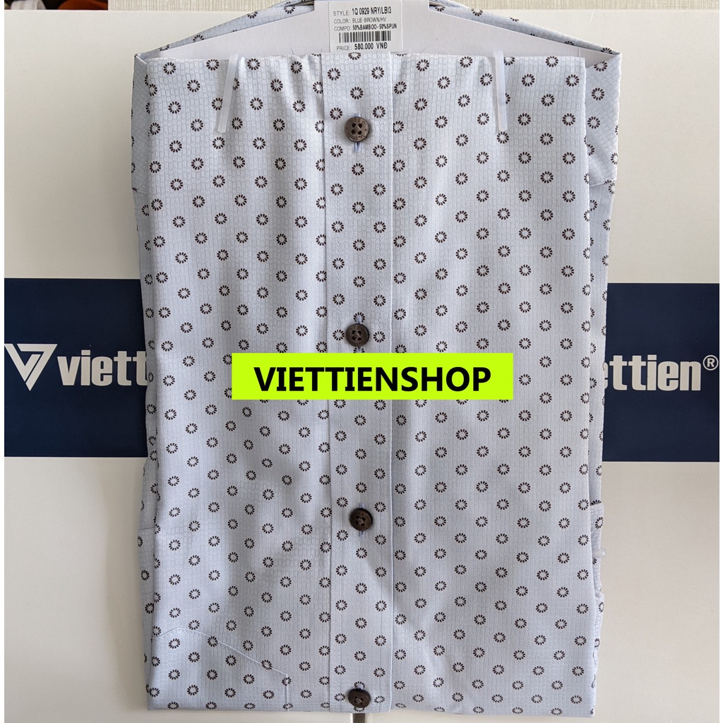 ÁO SƠ MI VIỆT TIẾN DÀI TAY VẢI TRE HOA VĂN