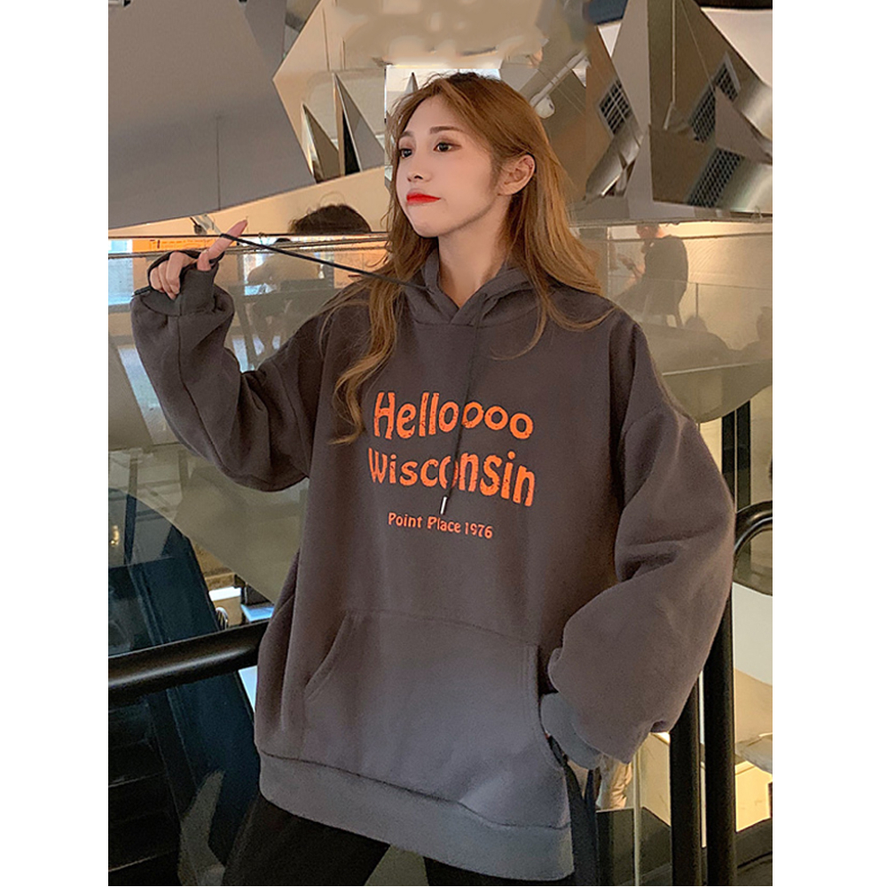 NRVP Áo sweater tay dài dáng rộng thời trang thu đông cho nữ