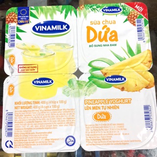 Sữa Chua Dứa Vinamilk (Bổ Sung Nha Đam) Lốc 4 Hộp x100g