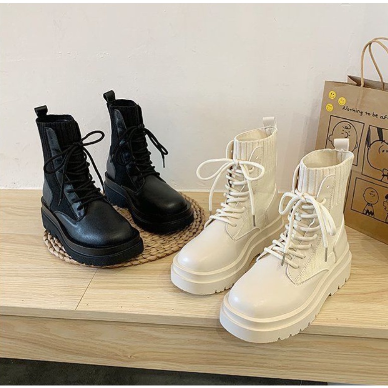 Boot Nữ Cổ Cao Cổ Len Dế Bánh Mì 4 Phân
