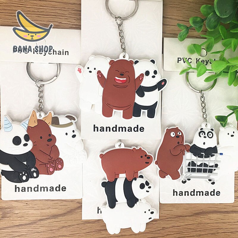 Móc khoá nhựa dẻo 3 anh em gấu bare bear cute Chúng tôi là gấu