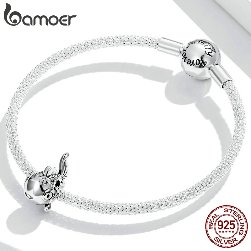 Hạt trang sức Bamoer Bsc543 bằng bạc 925 khẩu độ 4.5mm hình cá vàng thời trang thích hợp làm vòng tay DIY
