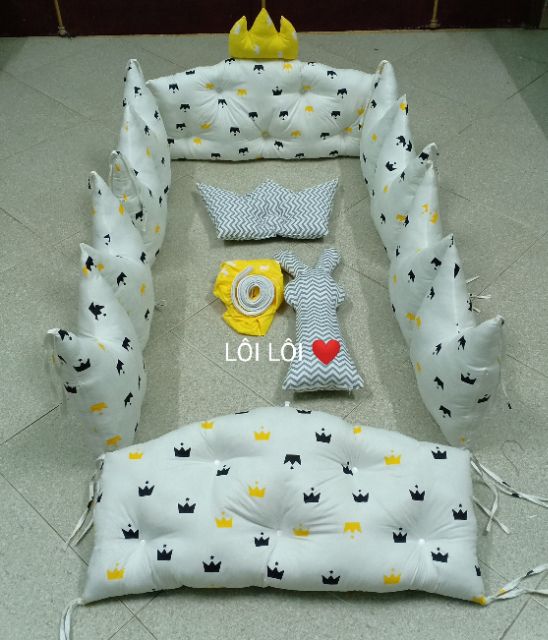 Combo quây cũi, ga, gối và thỏ ôm