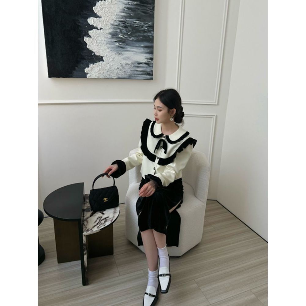 Áo khoác ngắn của phụ nữ với bướm set đồ nữ  tao bao