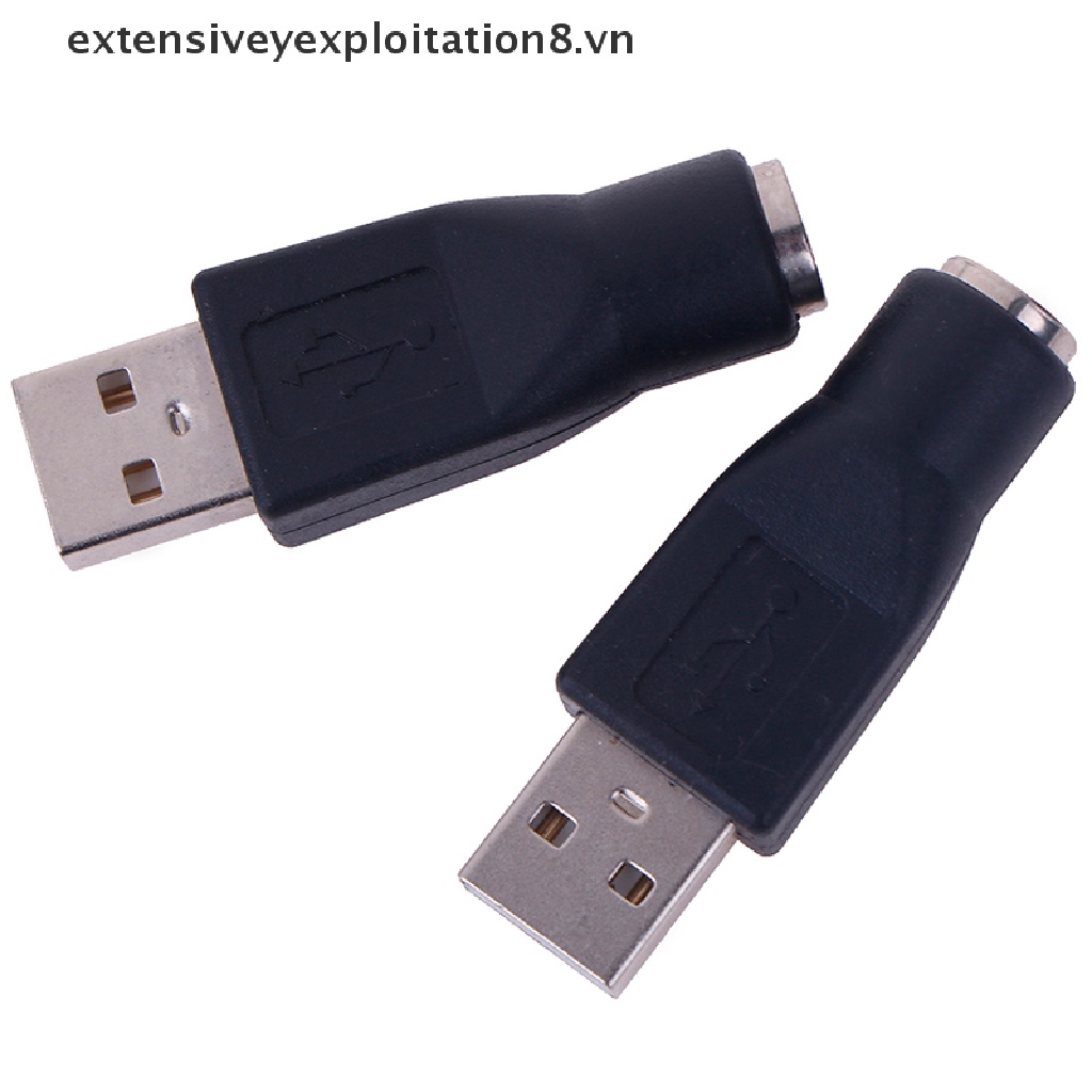 Bộ 2 Đầu Nối Chuyển Đổi PS / 2 Male Sang USB Female Cho Chuột Và Bàn Phím Máy Tính