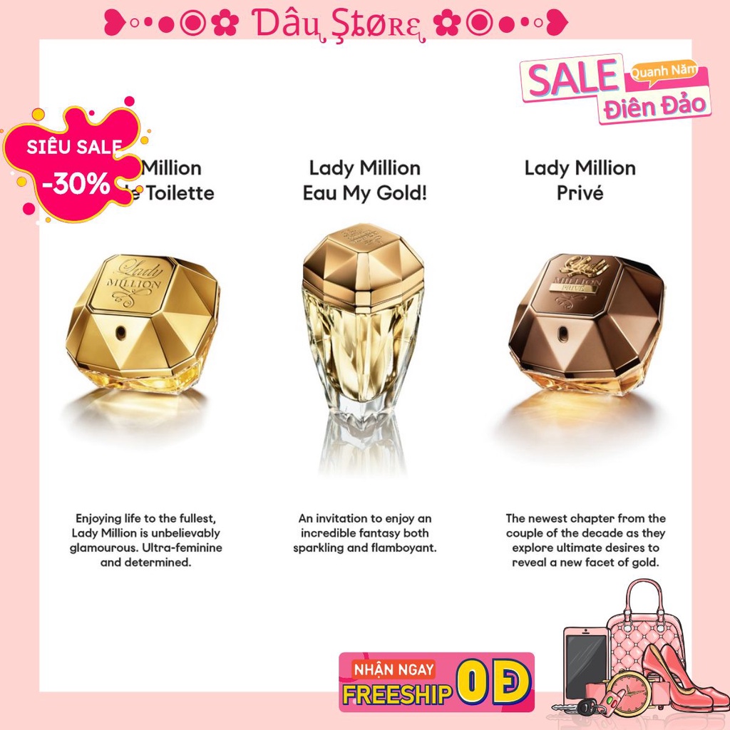 [Dâu Store] Nước hoa Paco Rabane Lady Million Lucky Test 10ml/20ml Spray / Chuẩn authentic [NeW] Chính hãng