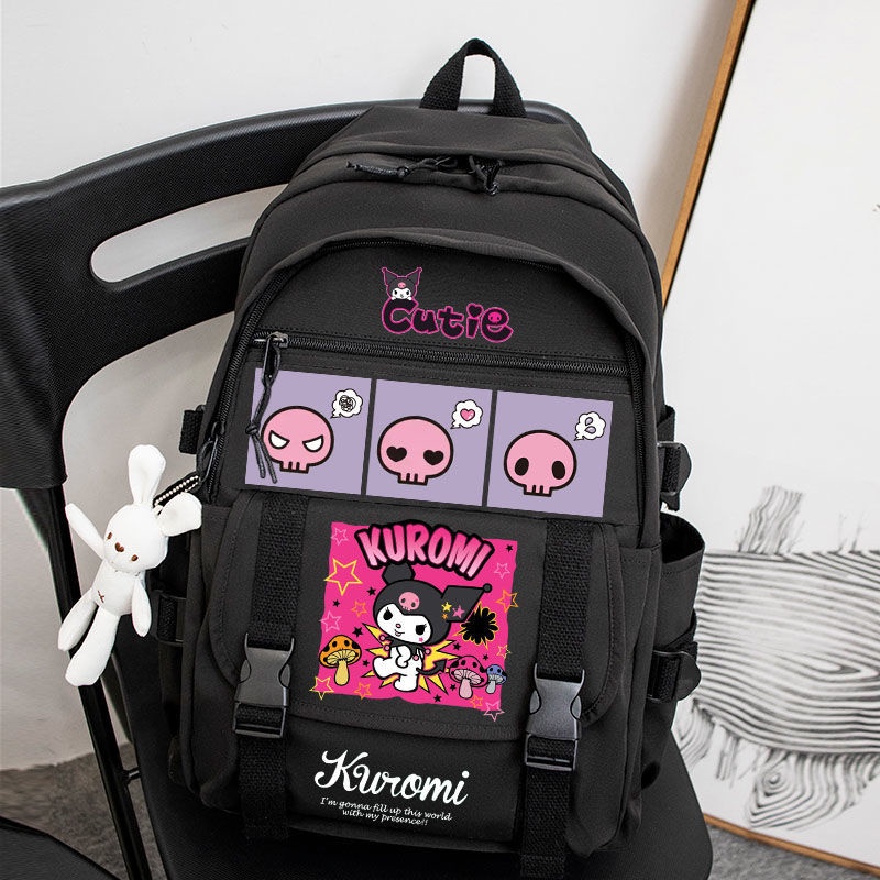 Ba Lô Đi Học Cỡ Lớn Thoáng Khí Chống Thấm Nước In Họa Tiết Ellen Sanrio Kuromi Thời Trang Cho Bé