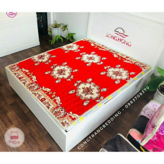 Ga nỉ nhung trải giường hình cừu hình hoa đỏ kt 1m8x2m