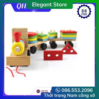 Giáo Cụ Montessori – Đồ Chơi Giáo Dục Tàu Hỏa Kéo Thả Hình Khối