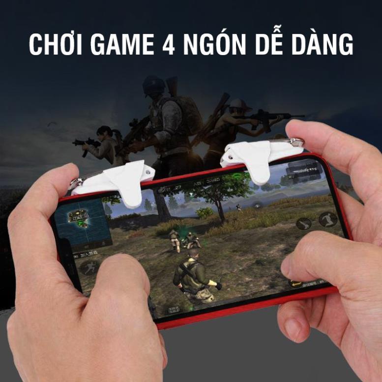 Nút bắn Pubg FF White Shark cao cấp Tặng 4 găng tay chơi game siêu nhạy chơi, liên quân mobile thích hợp như gaming 2022