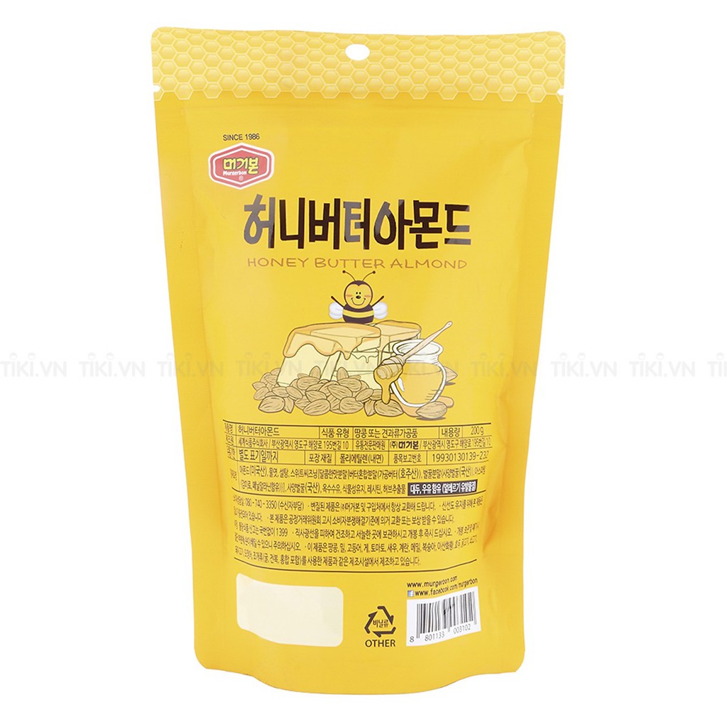 Hạt hạnh nhân tẩm bơ mật ong Hàn Quốc Tom's Farm (200g)