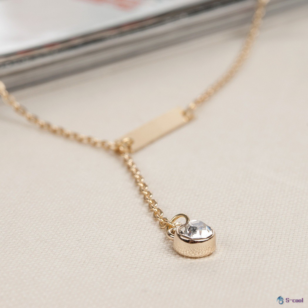 Gold necklace Fashion Style Women Lady Y Shaped Design Alloy Chain Pendant Necklace W_S (Color: Gold)