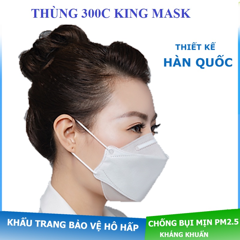 THÙNG 300 CHIẾC KHẨU TRANG CÁ KHÁNG KHUẨN 4 LỚP 4D KF94 TP MASK / QUỲNH AN MASK/ KING MASK