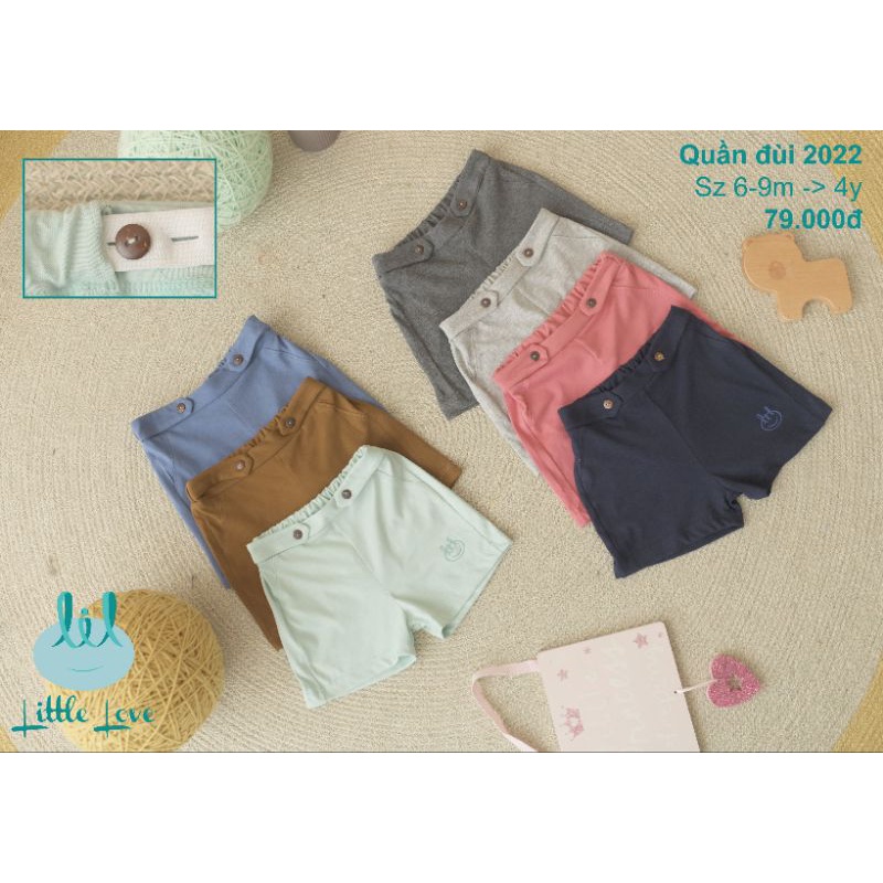 Lil little love - Quần đùi cotton mềm đẹp, có chun điều chỉnh độ rộng cho bé 10-19kg