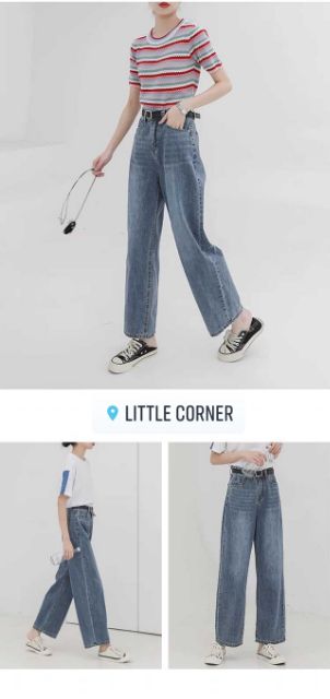 Quần baggy jeans ống suông rộng cạp cao ulzzang kèm ảnh thật